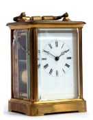 Late 19th century French carriage clock, 709, the silvered lever platform escapement with bi-