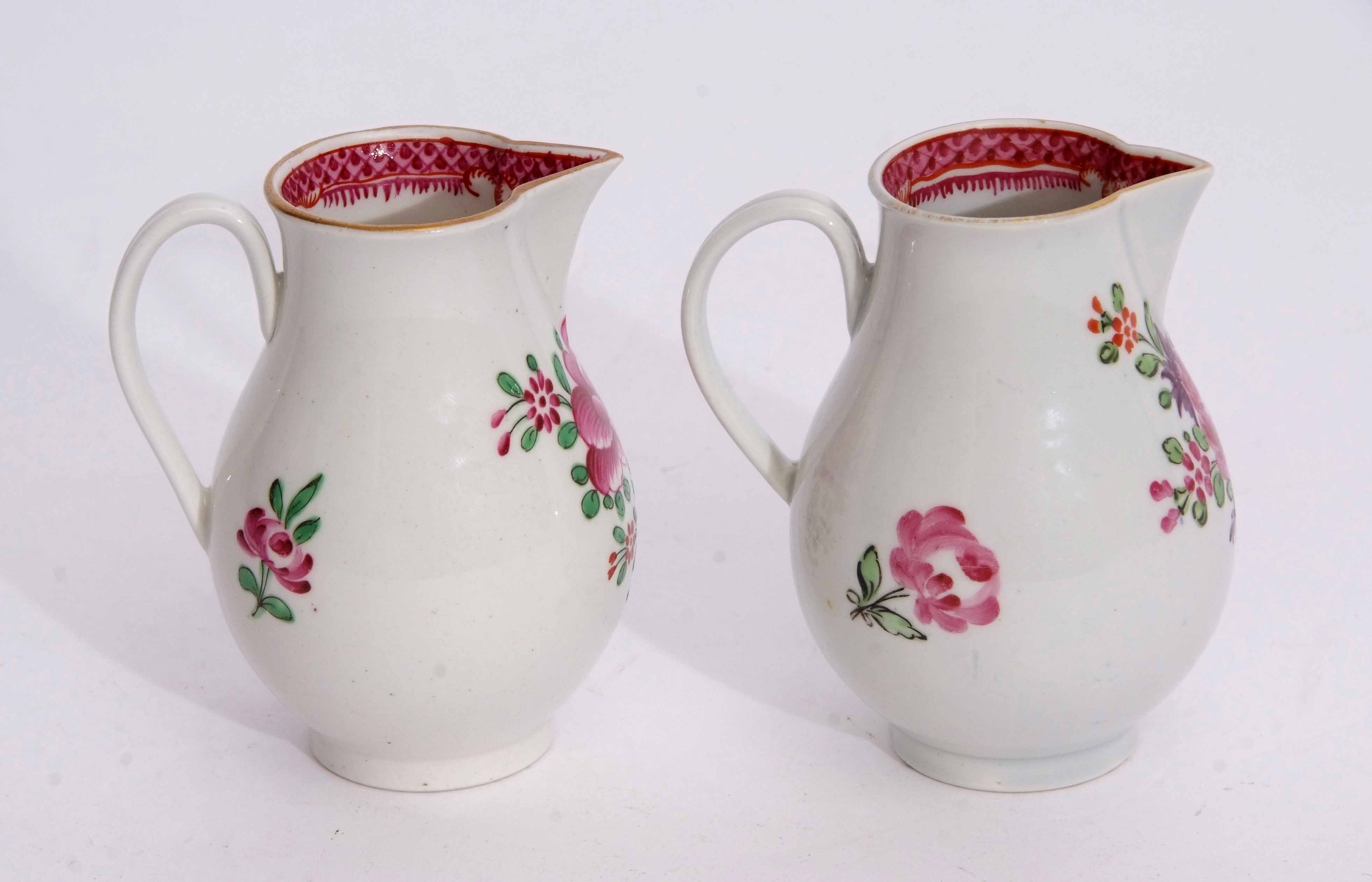 Two Worcester sparrowbeaks, both decorated in a Compagnie des Indie pattern circa 1780, 9cm high ( - Image 2 of 3