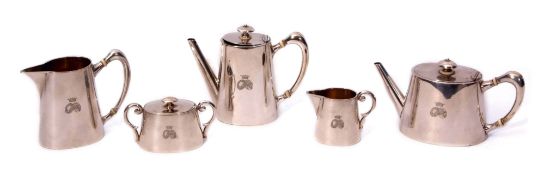 Late 19th century former Austro-Hungarian bachelor's five-piece tea and coffee set comprising tea
