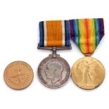 WWI pair comprising British War Medal and Victory Medal to No 2 Lieut T R Owens together with a 1951