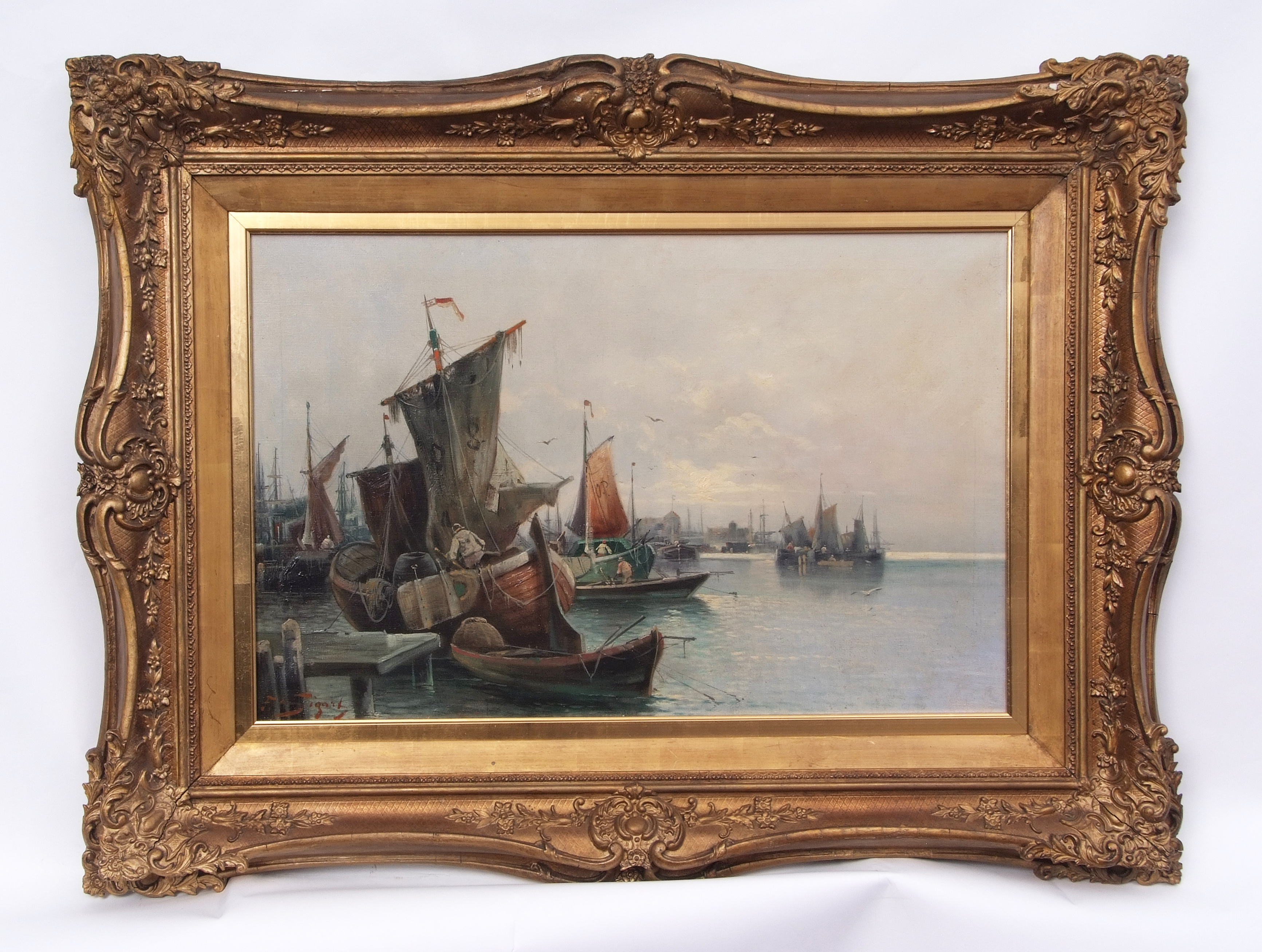F Sigard (19th century) Italian coastal scenes, pair of oils on canvas, both signed, 46 x 74cm (2) - Image 3 of 3