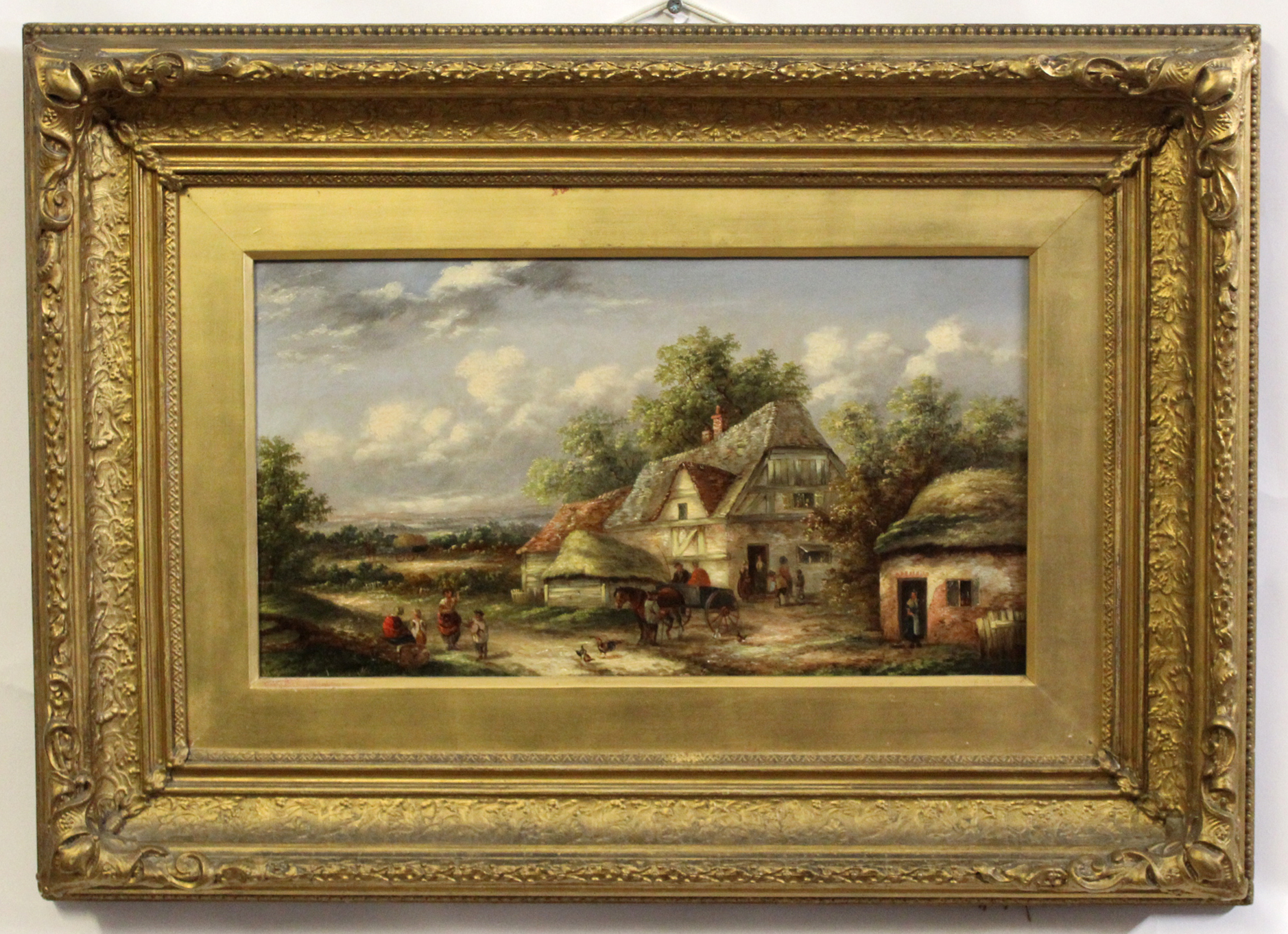 Edwin Masters (19th century) Figures, horse and cart before thatched cottages, pair of oils on - Image 2 of 3