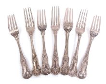 Mixed Lot: seven various dinner forks including single Provincial Kings pattern example with Union