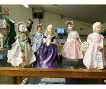 FIVE ROYAL DOULTON FIGURINES TO INCLUDE TINKERBELL HN1677, LILY HN1788 (A/F), IVY HN1768, BABIE