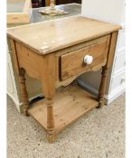 PINE FRAMED SIDE TABLE WITH PORCELAIN KNOB HANDLE WITH OPEN SHELF