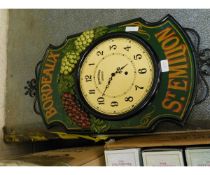 GOOD QUALITY REPRODUCTION BORDEAUX WALL MOUNTED CLOCK WITH RAISED GRAPE AND VINE DETAIL