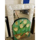 SHELL FORMED MIRROR TOGETHER WITH A FURTHER PAINTED TULIP PANEL