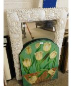 SHELL FORMED MIRROR TOGETHER WITH A FURTHER PAINTED TULIP PANEL