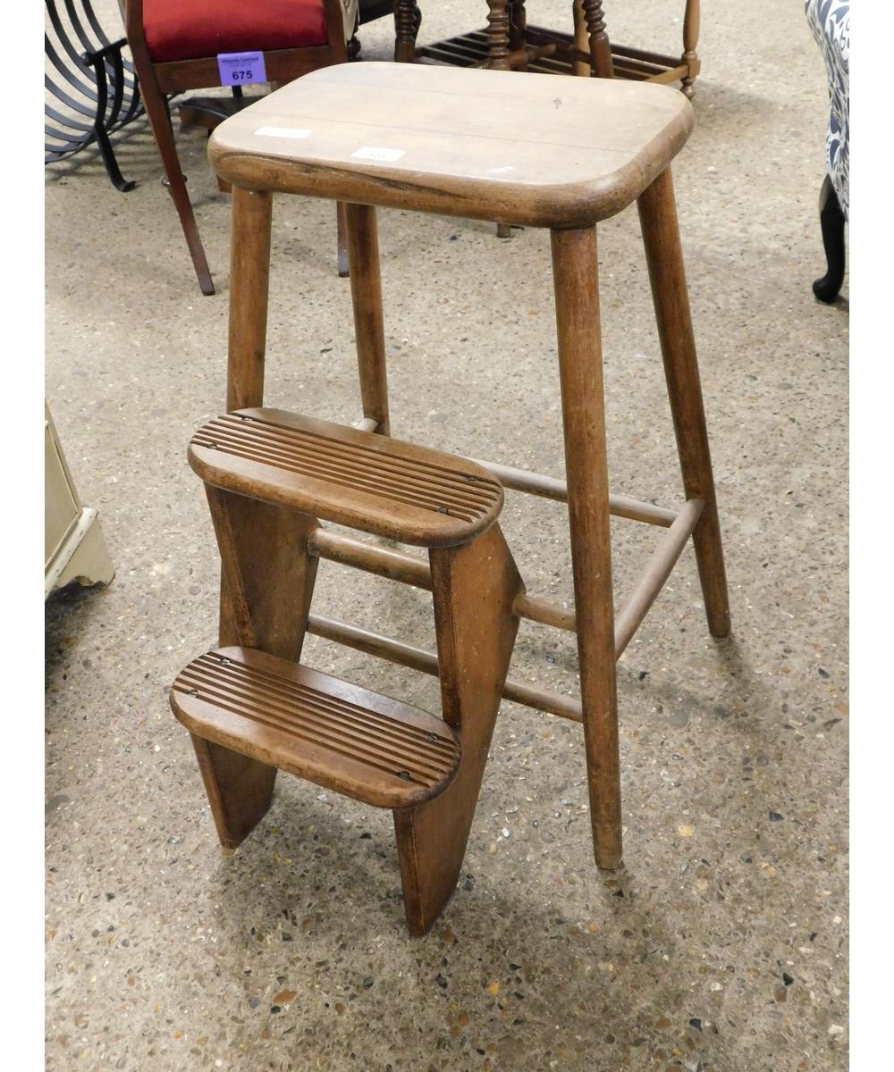 BEECHWOOD FRAMED METAMORPHIC STOOL OR STEP-UP