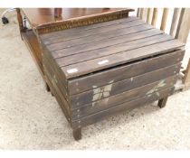 PINE FRAMED SLATTED STOOL FORMED STORAGE BOX