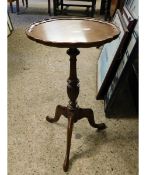 REPRODUCTION WALNUT TOPPED WINE TABLE ON A TRIPOD BASE