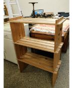 SLATTED PINE FRAMED BOOK CASE OR SHOE RACK