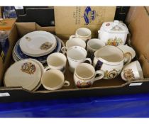 BOX CONTAINING ROYAL COMMEMORATIVE MUGS, PLATES ETC