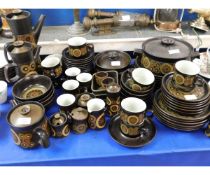 QUANTITY OF DENBY ARABESQUE DINNER WARES, TUREENS, COFFEE POTS, SIDE PLATES ETC TOGETHER WITH