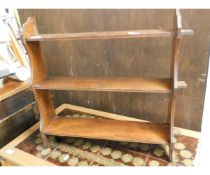 SMALL WALL MOUNTED THREE FIXED SHELF BOOKCASE OR SPICE RACK