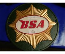 REPRODUCTION CAST IRON BSA PLAQUE