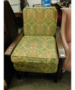 OAK FRAMED RECLINER ARMCHAIR WITH FLORAL UPHOLSTERY