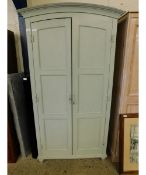 GREY PAINTED DOUBLE DOOR PANELLED WARDROBE ON TURNED FEET