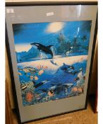 BLACK FRAMED PRINT OF ORCAS