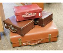 FOUR VARYING SIZED REXINE COVERED CASES