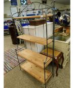 METAL WORK AND PINE FRAMED FOUR TIER DISPLAY UNIT