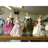 FOUR ROYAL DOULTON FIGURINES TO INCLUDE PAISLEY SHAWL HN1988, GERALDINE HN2348, ADRIAN HN1963 AND