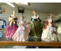 FOUR ROYAL DOULTON FIGURINES TO INCLUDE PAISLEY SHAWL HN1988, GERALDINE HN2348, ADRIAN HN1963 AND