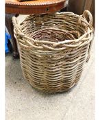 HEAVY DUTY TWO-HANDLED LOG BASKET TOGETHER WITH A SMALLER BASKET (2)