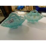 TWO STOURBRIDGE GLASS BASKETS