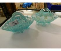 TWO STOURBRIDGE GLASS BASKETS