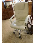 CREAM REXINE COVERED OFFICE SWIVEL CHAIR