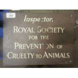 Metal door plate, inspector Royal Society for the Prevention of cruelty to animals