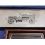 A small framed print of the 1905 white 15 steam car