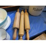 Three various vintage rolling pins