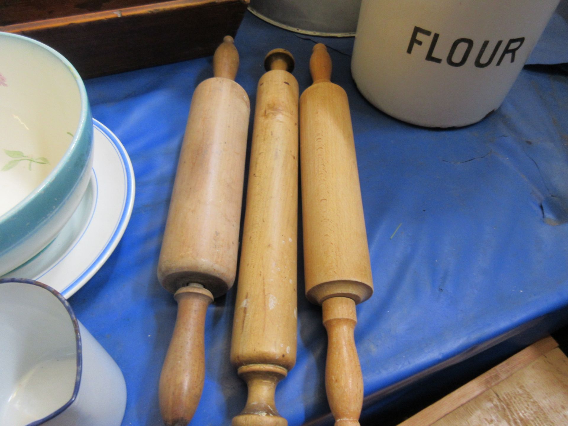 Three various vintage rolling pins