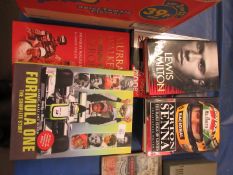 Quantity of various formula 1 interest books including Ayrton Senna, Lewis Hamilton Murray Walker