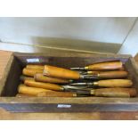 Box: qty boxwood handled Carpenters Chisels