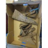 Box containing quantity various horse plough points