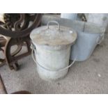 Lidded metal wash pot