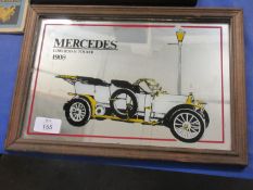 Small decorative mirror “Mercedes Edwardian Tourer 1908” approximately 14” x 9”