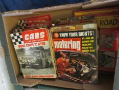 Box containing collection of various vintage motor interest magazines mostly appear 1960s