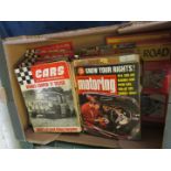 Box containing collection of various vintage motor interest magazines mostly appear 1960s