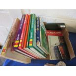 Box containing various Haynes and other workshop manuals including Austin MG Metro, Vauxhall