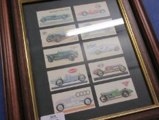 Framed set of history of the motorcar trade cards