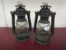 Pair of small hurricane lamps