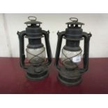 Pair of small hurricane lamps