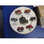 Collectors plate in English fine China featuring various vintage tractors including Massey Harris