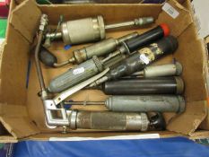 Box: quantity various grease guns