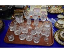 TRAY CONTAINING GOOD QUALITY CUT GLASS WINE GLASSES, TUMBLERS ETC