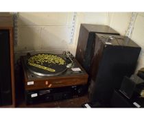 PIONEER TURNTABLE TOGETHER WITH A FURTHER KENWOOD STEREO RECEIVER MODEL KRF-V7050D AND A PAIR OF